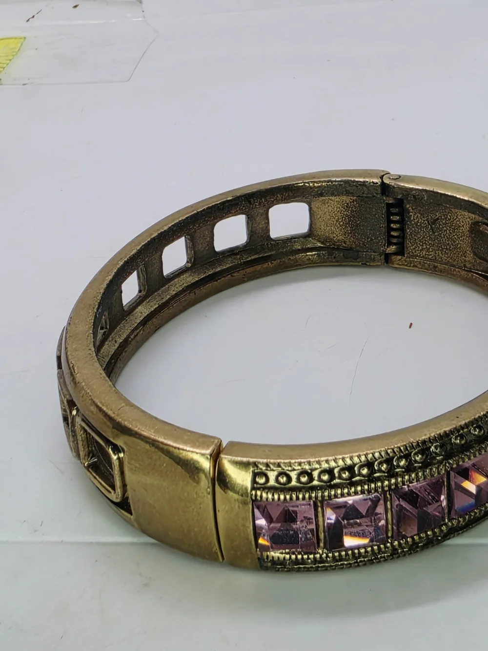 Heidi Daus Lot Of 3 Tantalizing Art Deco Hinged Bangle Bracelet Swarovski Stack